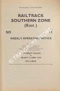 Book cover of Weekly Operating Notice containing Temporary Speed Restrictions, Engineering Arrangements, Signalling & Permanent Way Alterations, General Instructions and Notices, 20 to 26 June 1998 by Railtrack Southern (East)